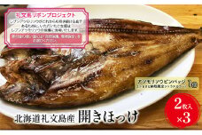 【礼文島リボンプロジェクト】北海道礼文島産　開きほっけ（2枚入）×3
