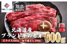 【田村精肉店】北海道産ブランド牛の赤身600g(スライス400g・切り落とし200g)【配送不可地域：離島】 ふるさと納税 人気 おすすめ ランキング 牛肉 牛 肉 赤身肉 牛赤身肉 切り落とし すき焼き しゃぶしゃぶ 北海道 美幌町 送料無料 BHRJ021