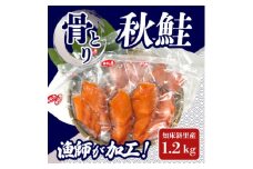 知床斜里産 船上活〆＜骨とり＞秋鮭 1.2kg(真空パック)【1332956】