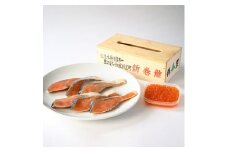 鮭いくら親子セット(新巻鮭木箱風ティッシュケース付き)【1642740】