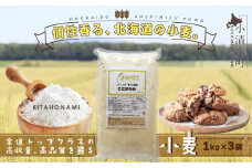 北海道小清水町産 「きたほなみ」薄力小麦粉3kg（1kg×3袋）【01012】