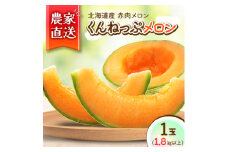 ＜北海道産＞赤肉メロン 「くんねっぷメロン」1玉(1.8kg以上) 〈農家直送〉【1516194】