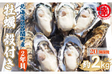 【先行予約】【10月中旬から順次発送】カキ 殻付き 2年貝 約2kg（20個前後） 佐呂間産 【 ふるさと納税 人気 おすすめ ランキング 牡蠣 カキ かき 貝 牡蠣貝 かき貝 カキ貝 殻付き 殻付 殻付き牡蠣 殻付きカキ 殻付きかき グルメ ギフト 贈答 贈り物 BBQ バーベキュー 貝類 冷蔵 海鮮 オホーツク 北海道 佐呂間町 送料無料 】 SRMA012