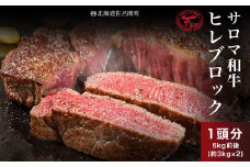 サロマ和牛 ヒレブロック 1頭分6kg前後（約3kg×2） 【 ふるさと納税 人気 おすすめ ランキング 肉 牛肉 和牛 ブランド牛 牛ヒレ 牛肉ブロック 美味しい 北海道 佐呂間町 送料無料 】 SRMD018