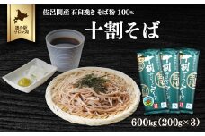十割そば 600g（200g×3） 佐呂間産 【 ふるさと納税 人気 おすすめ ランキング 加工食品 麺類 そば 蕎麦 ソバ 十割そば 十割ソバ 十割蕎麦 オホーツク 北海道 佐呂間町 送料無料 】 SRMI017