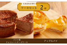2種のケーキセット（バスク風チョコレートチーズケーキ・アップルパイ） 【 ふるさと納税 人気 おすすめ ランキング 菓子 ケーキ バスク風 チョコレートチーズケーキ アップルパイ 甘い 美味しい 北海道 佐呂間町 送料無料 】 SRMJ039