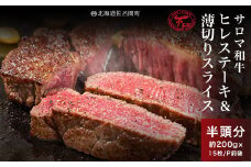 サロマ和牛 ヒレ 半頭分 ステーキカット（約200g×7～8枚前後）＆薄切りスライス（約200g×7～8P前後） 【 ふるさと納税 人気 おすすめ ランキング 肉 牛肉 ブランド牛 和牛 牛ヒレ 牛ステーキ 牛スライス サロマ和牛 北海道 佐呂間町 送料無料 】 SRMD026