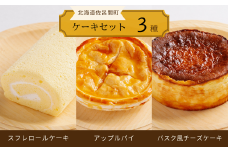 3種のケーキセット（スフレロールケーキ・アップルパイ・バスク風チーズケーキ） 【 ふるさと納税 人気 おすすめ ランキング 菓子 洋菓子ロールケーキ スフレロールケーキ アップルパイ チーズケーキ 北海道 佐呂間町 送料無料 】 SRMJ091