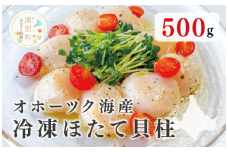 [№5930-0516]オホーツク海産　冷凍ほたて貝柱500g　玉冷　ホタテ　帆立　フライ　刺身　サロマ湖　魚介　海鮮　湧別　サロマ湖　北海道