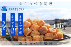 ホタテ干貝柱100g 品質1等SA粒 北海道オホーツク産