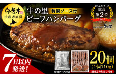 牛の里ビーフハンバーグ（110g×20個）特製ソース（20袋）の詰合せ ハンバーグ 牛肉 国産 人気 ソース付