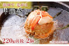 【浜ゆで】北海道産毛ガニ甲羅盛り2個（220g前後2個）