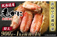 【特大】北海道産 冷凍ボイル毛ガニ (900g-1kg前後) 4尾 蟹 かに カニ 毛ガニ