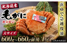 【大サイズ】北海道産 冷凍ボイル毛ガニ (600g-660g前後) 1尾 