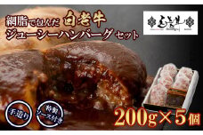 白老牛 ジューシー ハンバーグ セット 5個 網脂 特製ソース 手造り 手ごね