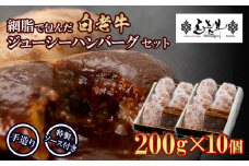 白老牛 ジューシー ハンバーグ セット 10個 網脂 特製ソース 手造り 手ごね