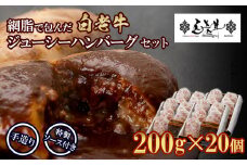 白老牛 ジューシー ハンバーグ セット 20個 網脂 特製ソース 手造り 手ごね
