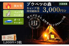 キャンプ場 利用補助券 ブウベツの森 北海道 白老町 （3000円分）