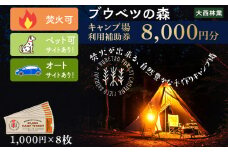 キャンプ場 利用補助券 ブウベツの森 北海道 白老町 （8000円分）