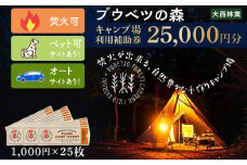 キャンプ場 利用補助券 ブウベツの森 北海道 白老町 （25,000円分）