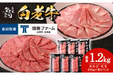 	白老牛 焼肉 霜降り カルビ＆モモ セット 合計1.2kg（各600ｇ）特製焼肉のたれ付き 和牛 牛肉 北海道 ギフト ＜徳寿＞ 
