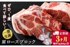 【定期便 3カ月】北海道産 白老豚 肩ロース ブロック 500g×2パック
