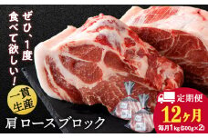 【定期便 12カ月】北海道産 白老豚 肩ロース ブロック 500g×2パック