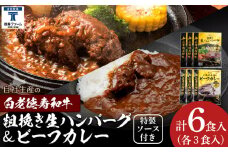 粗挽き生ハンバーグ＆ビーフカレー 白老牛 北海道