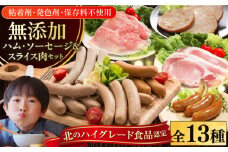 放牧豚 ハム・ソーセージ＆スライス肉 13種セット《厚真町》【ファーマーズファクトリー株式会社】  ハム ソーセージ ウインナー ロース セット 詰め合わせ 北海道 [AXBA001]