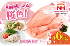 桜姫 鶏むね 計6kg（2kg×3パック）《厚真町》【東日本フード株式会社】 桜姫 国産鶏肉 鶏肉 鶏 とり肉 ムネ むね肉 鶏むね 冷凍 北海道 [AXBM015]