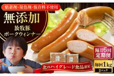 【隔月・全6回定期便】【結着剤・発色剤・保存料不使用】 放牧豚 ポークウィンナー 2パック（500g/パック）《厚真町》【ファーマーズファクトリー株式会社】 ソーセージ ウインナー チョリソー 冷凍配送 セット 詰め合わせ 北海道[AXBA009]