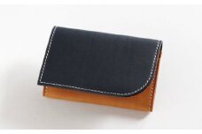 tanikoオリジナル 名刺入れ（メインカラー紺×サブカラーキャメル）《厚真町》【Taniko leather】 革 革製品 長財布 財布 名刺 名刺入れ ケース ギフト 北海道 [AXAP011]
