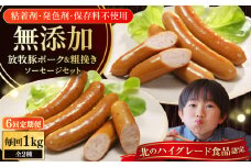 【全6回定期便】【結着剤・発色剤・保存料不使用】 放牧豚 ポークウィンナー・粗挽きウィンナー 計1kg（500g×各1パック）《厚真町》【ファーマーズファクトリー株式会社】 ソーセージ ウインナー チョリソー 粗挽き 冷凍配送 詰め合わせ 北海道[AXBA048]
