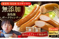 【全6回定期便】【結着剤・発色剤・保存料不使用】 放牧豚 ポークウィンナー 2パック（500g/パック）《厚真町》【ファーマーズファクトリー株式会社】 ソーセージ ウインナー チョリソー 冷凍配送 セット 詰め合わせ 北海道[AXBA052]