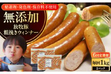 【全6回定期便】【結着剤・発色剤・保存料不使用】 放牧豚 粗挽きウィンナー  2パック（500g/パック）《厚真町》【ファーマーズファクトリー株式会社】 ソーセージ ウインナー チョリソー 粗挽き 冷凍配送 セット 詰め合わせ 北海道[AXBA056]