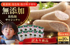 【全6回定期便】【訳あり】【結着剤・発色剤・保存料不使用】 放牧豚 サルシッチャ 2本x10セット（90g/パック） 《厚真町》【ファーマーズファクトリー株式会社】 訳あり ソーセージ ウインナー 冷凍配送 セット 詰め合わせ 北海道[AXBA076]