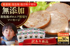 【全6回定期便】【訳あり】【結着剤・発色剤・保存料不使用】 放牧豚 ボロニア厚切りスライスソーセージ 3枚x10セット（130g/パック）《厚真町》【ファーマーズファクトリー株式会社】 訳あり ソーセージ ウインナー 冷凍配送 セット 詰合せ 北海道[AXBA080]
