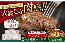 【全2回定期便】　【牧草牛×放牧豚】ハンバーグ 5個 《厚真町》【GOODGOOD株式会社】 ハンバーグ 牛肉 豚肉 合い挽き 小分け 冷凍配送 北海道 [AXBP026]