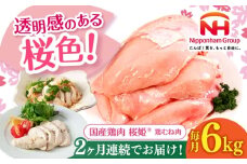 【全2回定期便】桜姫 鶏むね肉 計6kg（2kg×3パック）《厚真町》【東日本フード株式会社】 桜姫 国産鶏肉 鶏肉 鶏 とり肉 ムネ むね肉 鶏むね肉 冷凍 北海道 [AXBM016]