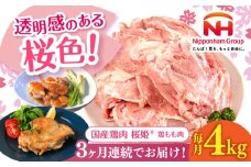 【全3回定期便】桜姫 鶏もも肉 計4kg（2kg×2パック）《厚真町》【東日本フード株式会社】 桜姫 国産鶏肉 鶏肉 鶏 とり肉 もも もも肉 鶏もも肉 冷凍 北海道 [AXBM031]