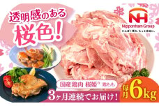 【全3回定期便】桜姫 鶏もも 計6kg （2kg×3パック）《厚真町》【東日本フード株式会社】 桜姫 国産鶏肉 鶏肉 鶏 とり肉 もも もも肉 鶏もも 冷凍 北海道 [AXBM038]