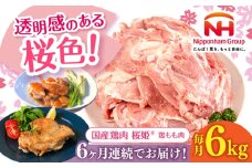 【全6回定期便】桜姫 鶏もも肉 計6kg （2kg×3パック）《厚真町》【東日本フード株式会社】 桜姫 国産鶏肉 鶏肉 鶏 とり肉 もも もも肉 鶏もも肉 冷凍 北海道 [AXBM039]