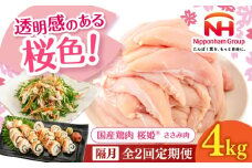 【隔月全2回定期便】桜姫 ささみ 計4kg（2kg×2パック）《厚真町》【東日本フード株式会社】 桜姫 国産鶏肉 鶏肉 鶏 とり肉 ささみ ササミ 冷凍 北海道 [AXBM076]
