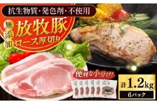 放牧豚ロース 厚切り 計1200g（200g×6）《厚真町》　【ファーマーズファクトリー株式会社】 [AXBA141]