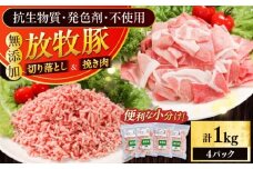放牧豚 切落し・挽き肉 セット 計1kg（250g×4） 《厚真町》【ファーマーズファクトリー株式会社】 [AXBA158]