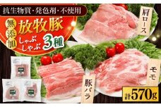 放牧豚 しゃぶしゃぶ3種セット 計570g 《厚真町》【ファーマーズファクトリー株式会社】 [AXBA153]