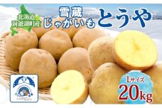 雪蔵じゃがいも 20kg とうやＬサイズ 2026年3月上旬～3月末までお届け ジャガイモ 芋 甘い なめらか しっとり ポタージュ カレー 調理 料理 煮込み料理 雪蔵 旬 季節 農作物 野菜 根菜 北海道 洞爺湖町