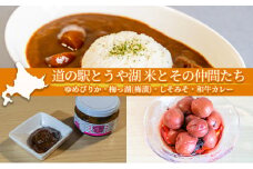 道の駅とうや湖 米とその仲間たち(ゆめぴりか・梅っ湖(梅漬)・しそみそ・和牛カレー)