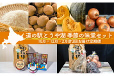 道の駅とうや湖　季節の味覚セット10月・12月・2月計3回お届け定期便　野菜　ゆめぴりか　北海道　洞爺湖町