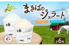 無地熨斗 北海道 まきばのジェラート 2種 各3個 計6個 ホワイトクリーム カムイ・ミンタル デザート 氷菓 お取り寄せ グルメ ギフト 牧場 牛乳 ミルク 塩 アイス ブルーキュラソー スイーツ 熨斗 のし 名入れ不可 送料無料 洞爺湖